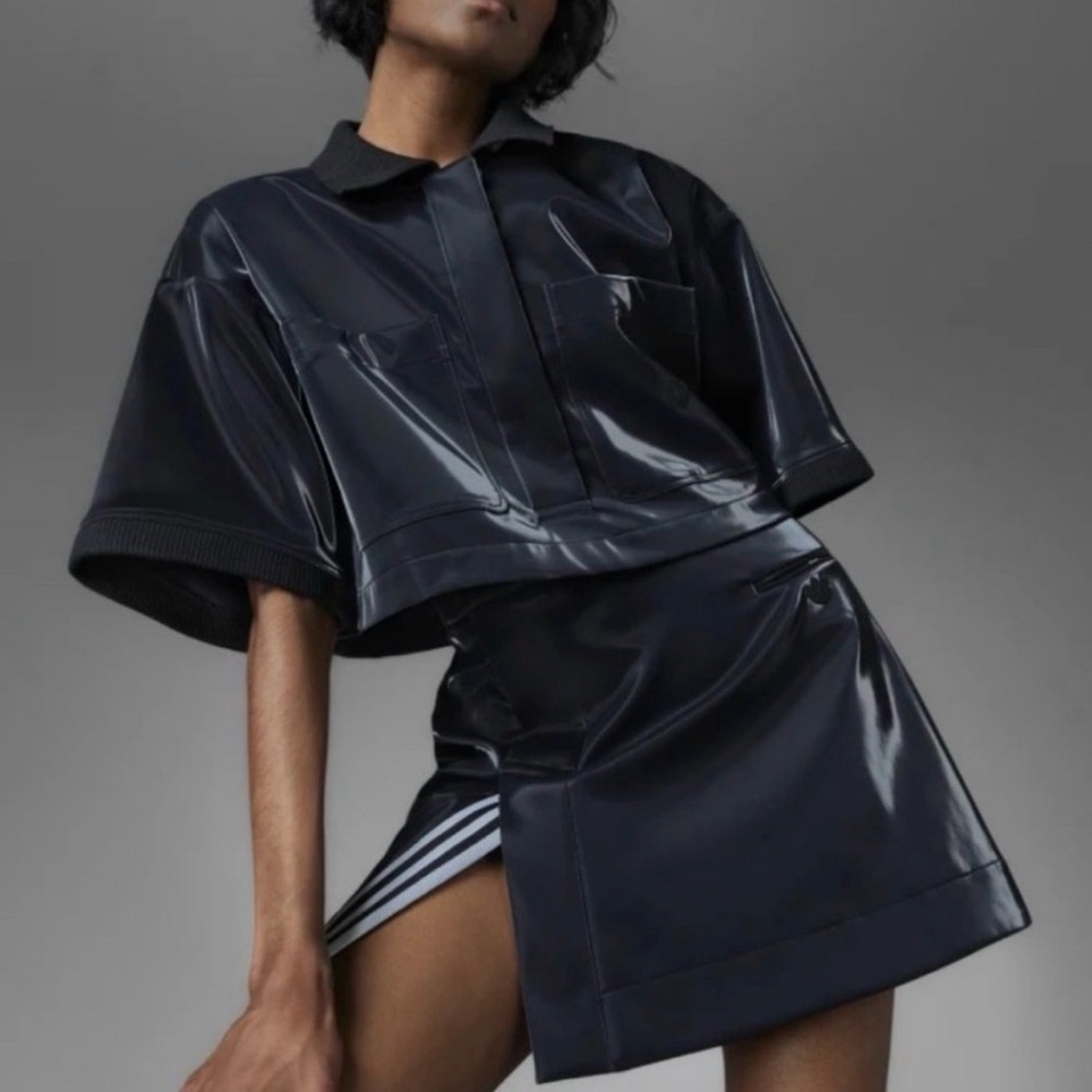 ADDIDAS-BLUE VERSION HIGH-SHINE CROP POLO SHIRT & SKIRT